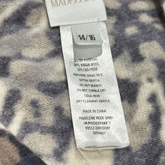 MADELEINE THOMPSON Women's Animal Print Mohair Cashmere Blend Sweater Size 14/16 - Picture 3 of 6